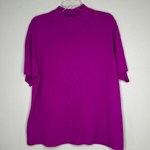 Maggie McNaughton Sweater Shirt Women's Size 1X Fushia Short Sleeve Cable Knit